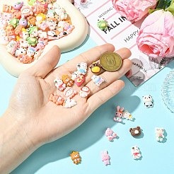 オペーク樹脂カボション  クマと恐竜とキツネ  混合図形  ミックスカラー  10.5~16x10.5~17x4.5~7mm&nbsp;RESI-CJC0011-41