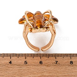 合金カフスリング  エナメル  ロブスター  ライトゴールド  チョコレート  41.5x27.5mm&nbsp;RJEW-H260-01KCG-02