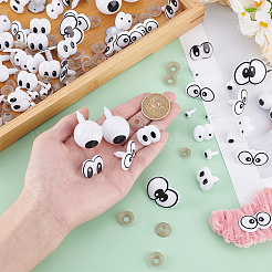96セット10スタイルのプラスチック人形の工芸品の目  安全の目  スペーサー付き  DIY人形製作用品  ホワイト  13~29x13~33x1.4~40mm  96セット&nbsp;DIY-GO0002-40