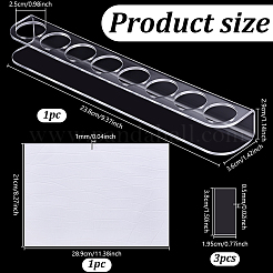 8穴プラスチック収納ホルダー1セット  長方形  A4両面テープスポンジ紙1枚  ミックスカラー  238x36x29mm  穴：25mm&nbsp;AJEW-GA0010-56