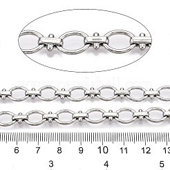 クロスリンクチェーン付き鉄製楕円形  溶接されていない  スプールで  プラチナ  10.5x8x1.5mm  リンク：8x6x3.5mm  約32.81フィート（10m）/ロール&nbsp;CH-T005-07P