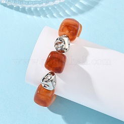 アクリルキューブとナゲットビーズのストレッチブレスレット（女の子向け）  ミックスカラー  内径：1.77インチ（4.5cm）&nbsp;BJEW-JB14281