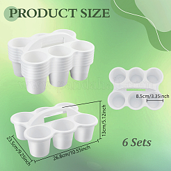プラスチック収納ボックス  ハンドル付きキャディ収納バスケット  カップ  ホワイト  26.8x23.5x13cm  6個/セット&nbsp;ODIS-WH0030-264