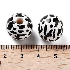 木材ヨーロッパのビーズ  大穴ビーズ  牛の縞模様  ブラック  15.5~16x14.5mm  穴：4mm&nbsp;WOOD-M011-03A