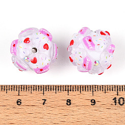 丸い樹脂ビーズ  ポリマー粘土とラインストーン  アイスクリーム  18~20mm  穴：2~2.5mm&nbsp;RESI-T059-02B
