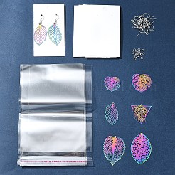 DIY リーフ 201 ステンレススチールエッチングメタル装飾ダングルイヤリングジュエリー作成キット  ミックスカラー  4~170x4~100x0.2~0.8mm  穴：1.2~2.4mm&nbsp;DIY-FS0007-45