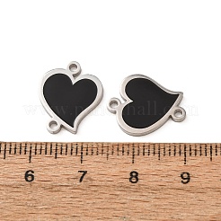 304ステンレス製エナメルコネクターチャーム  ハートリンク  ステンレス鋼色  15x13x1.5mm  穴：1.5mm&nbsp;SA-CBA061A-02P