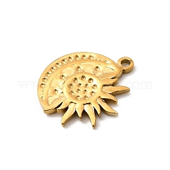 304ステンレスペンダント  イオンプレーティング（ip）  太陽と月のチャーム  18KGP本金メッキ  18x15.5x2mm  穴：1.5mm&nbsp;STAS-B094-14G