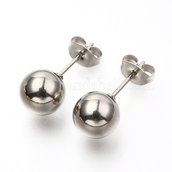304ステンレススチールボールスタッドピアス  ラウンド  ミックスカラー  19x8mm  ピン：0.8mm  3ペア/ボード&nbsp;EJEW-C501-10E