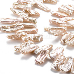 天然ケシパールビーズ連売り  養殖淡水パール  ナゲット  桃パフ  12~27x6~11x3~6mm  穴：0.6mm  約56~58個/連  14.96インチ（38cm）&nbsp;PEAR-S020-H08