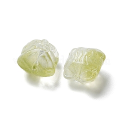ベーキングペイント透明ガラスビーズ  グラデーションカラー  ライオン  緑黄  11.5x11x9.5mm  穴：1.2mm&nbsp;X1-GLAA-C035-01N