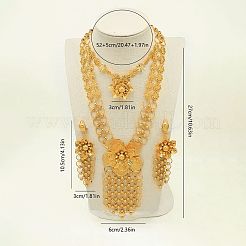 合金製フラワータッセル付きドロップスタッドピアス＆ネックレスセット（女性用）  ゴールドカラー  20.47インチ（52cm）&nbsp;YY6705-1