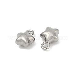 304ステンレススチールチャーム  スターのチャーム  変色防止  ステンレス鋼色  7.5x5.5x3.5mm  穴：1.2mm&nbsp;X-STAS-E500-04P