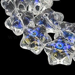 Ab カラーメッキ電気メッキ透明ガラスビーズ連売り  ヒトデ  クリアAB  16.5x16.5x11.5mm  穴：1.4mm  約40個/連  24.41''（62センチメートル）&nbsp;EGLA-G037-07A-AB02