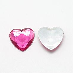 アクリルラインストーンフラットバックカボション  多面カット  底面銀メッキ  ハート  カメリア  25x25x4.5~4.8mm&nbsp;GACR-Q009-25x25-08
