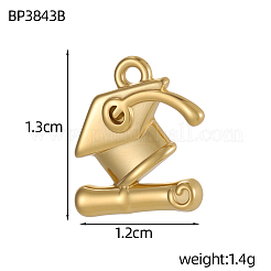 304ステンレススチールチャーム  ドクターハット  イオンプレーティング（ip）  18KGP本金メッキ  13x12mm  穴：1mm&nbsp;STAS-OY009-69G