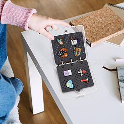 PVCバインダーノートカバー3枚  3リングルーズリーフフォルダー  フェルトピンコレクションディスプレイ15個付き  グレー  113x105x26mm  3pc&nbsp;DIY-FG0010-28C