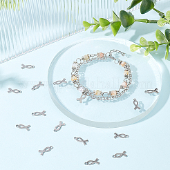 304ステンレススチールチャーム50個  意識のリボン  ステンレス鋼色  14.5x6.1x1mm  穴：1.5mm&nbsp;STAS-DC0011-48