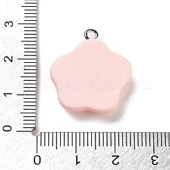 不透明樹脂の花のペンダント  プラチナトーンのアイアンループ付きフラワーチャーム  ピンク  24x21x5mm  穴：2mm&nbsp;RESI-Z028-03A