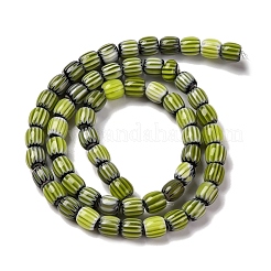 手作りのランプワークシェブロンビーズ連売り  バレル  黄緑  6x6mm  穴：1mm  約63個/連  15.16''（38.5センチメートル）&nbsp;LAMP-K041-01A-25