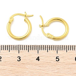 925スターリングシルバーフープピアス  女性のための分厚い小さなハギーフープピアス  18KGP本金メッキ  14x13x2mm  ピン：0.5x1mm&nbsp;STER-P047-13A-G