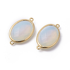 ゴールデントーン真鍮オパライトリンクコネクター  多面カット  オーバル  26x15x6mm  穴：1~2mm&nbsp;G-F339-A11