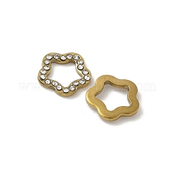 304ステンレススチールラインストーンカボション  イオンプレーティング（ip）  ゴールドカラー  花  9x9.5x1.5mm&nbsp;STAS-A057-04G-A02