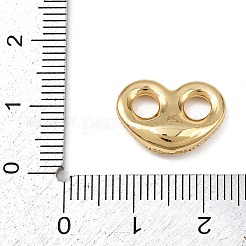 真鍮マイクロパヴェクリアキュービックジルコニアリンクコネクタチャーム  ハート  ゴールドカラー  11.5x16x4.7mm  穴：3.7mm&nbsp;KK-K413-06G