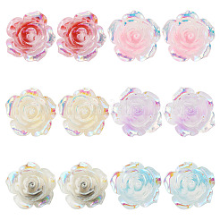 30 個 6 色の蓄光樹脂カボション  ABカラー  花  暗闇で光る  ミックスカラー  30.5~33.5x30.5~32.5x11~13.5mm  5個/カラー&nbsp;CRES-TA0001-79