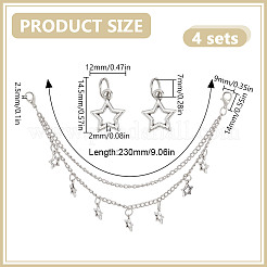 合金マルチ連カーブチェーン  DIY 靴装飾アクセサリー用合金チャーム付き  スター  230x3.5mm&nbsp;FIND-GO0003-82A