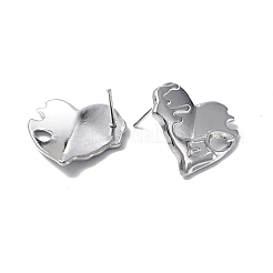 変色しない304ステンレススチール製ハートスタッドピアス（女性用）  ステンレス鋼色  20x19mm  ピン：0.7mm&nbsp;EJEW-F300-03P