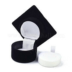 ベルベットのリングボックス  プラスチックと糸で  ドクターハット  ブラック  5.8x5.8x3.7cm&nbsp;LS-VBOX-F004-10