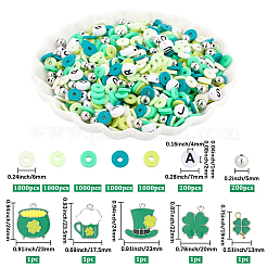 聖パトリックの日のDIYファインディングキット  ポリマー粘土ビーズを含む  合金エナメルチャーム  ccbプラスチック＆アクリルビーズ  ミックスカラー  6x1mm  穴：2mm&nbsp;DIY-PA0001-23