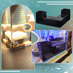 地下のプラスチック水槽トンネル  水槽の造園用  L字型  ブラック  125x125x56mm&nbsp;KY-WH0046-219