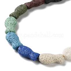 魚で染めた天然の溶岩石ビーズ連売り  ミックスカラー  21.5x12x6mm  穴：1.6mm  約19個/連  16.14''（41センチメートル）&nbsp;G-O126-01A-14