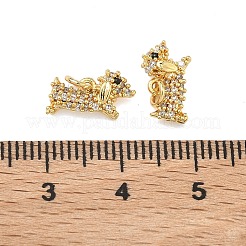 真鍮製マイクロパヴェキュービックジルコニアペンダント  犬のチャーム  鉛フリー＆カドミウムフリー  ラックめっき  長持ちメッキ  18KGP本金メッキ  6.5x11.5x3mm  丸カン：4x0.8ミリ  内径：2.5mm&nbsp;KK-A291-24A-G