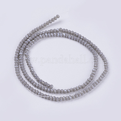 電気メッキガラスビーズセット  フル虹メッキ  多面カット  ロンデル  グレー  3x2mm  穴：0.8mm  約135~140個/連  11.81~13.38インチ（30~34cm）&nbsp;GLAA-F076-FR06