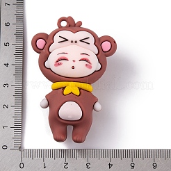 12 中国の十二支の女の子人形 PVC プラスチックペンダント  サル  56.5x38.5x21.5mm  穴：3.5mm&nbsp;KY-S172-16I