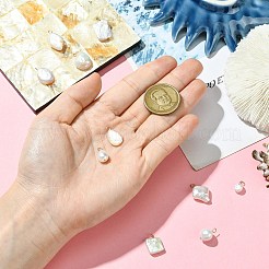 10個 10スタイル 天然バロックケシパールペンダント  真鍮のループを有します  ゴールドカラー  フローラルホワイト  混合図形  8~22mm  穴：1.6~2mm  1個/スタイル&nbsp;KK-CJ0003-62