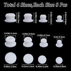 32種類のスタイルシリコンボトルシールプラグ4個  再利用可能な交換用ボトルストッパー  ホワイト  9~15x8~10mm  ピン：5~11mm  8個/スタイル&nbsp;AJEW-GF0008-10D-02