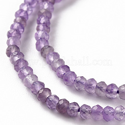 天然石アメジストビーズ連売り  ロンデル  多面カット  3x2mm  穴：0.5mm  約188~190個/連  15.35インチ（39cm）&nbsp;X-G-S362-102
