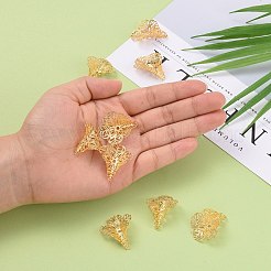真鍮製ビーズキャップ  カドミウムフリー＆鉛フリー  フィリグリー  ゴールドカラー  29x24mm  穴：1.2mm&nbsp;E217