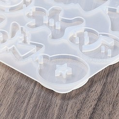 Diyシリコーンペンダント型  レジン型  UVレジン用  エポキシ樹脂ジュエリー作り  ホワイト  クリスマスのために  混合図形  101x115x5mm  穴：2mm  内径：26.5~39x27~35x4.5~5mm&nbsp;DIY-A051-06A