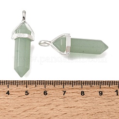 天然石グリーンアベンチュリンペンダント  真鍮パーツ  弾丸の形  39.5~41.5x12.5~13x10~10.5mm  穴：4~4.5x2.5~3mm&nbsp;G-H360-01S-10