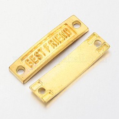 チベットスタイルは友情のためのコネクターをリンクします  カドミウムフリー＆鉛フリー  言葉の親友の長方形  ゴールドカラー  9.5x35x2mm  穴：3mm&nbsp;LS-TIBE-4270-G-LF