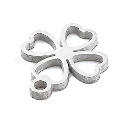 304ステンレススチールチャーム  レーザー切断  クローバーチャーム  変色防止  ステンレス鋼色  10x8.5x1mm  穴：1mm&nbsp;STAS-I327-19P