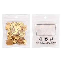 PVD真空メッキ304ステンレスペンダント  混合図形  18KGP本金メッキ  9.5~21x4.5~17x1mm  穴：0.9~4mm&nbsp;STAS-N092-M-G