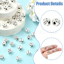 チベット風合金ビーズ  サイコロ  アンティークシルバー  7x7x7mm  穴：2.8mm&nbsp;TIBEB-CJC0001-13AS