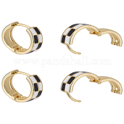 合金フープピアス2組  エナメル  ゴールドカラー  14x15x5mm&nbsp;EJEW-LP0001-28