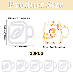 昇華ブランクサーマルアクリルペーパークリップ10個  ホワイト  80x72.8x3mm&nbsp;AJEW-CP0006-83A